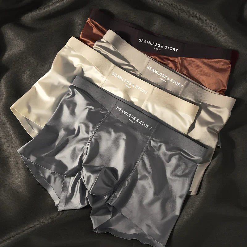 (3 τεμάχια) Κομψά ανδρικά μποξεράκια Ice Silk από μετάξι μουριάς με αντιμικροβιακή δράση-EL