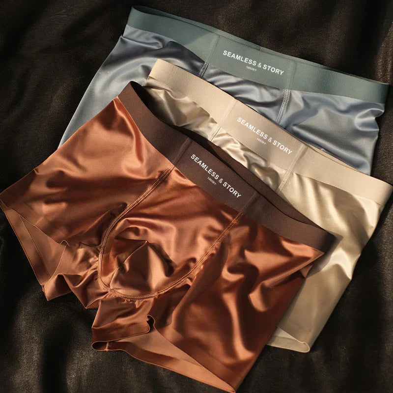 (3 τεμάχια) Κομψά ανδρικά μποξεράκια Ice Silk από μετάξι μουριάς με αντιμικροβιακή δράση-EL