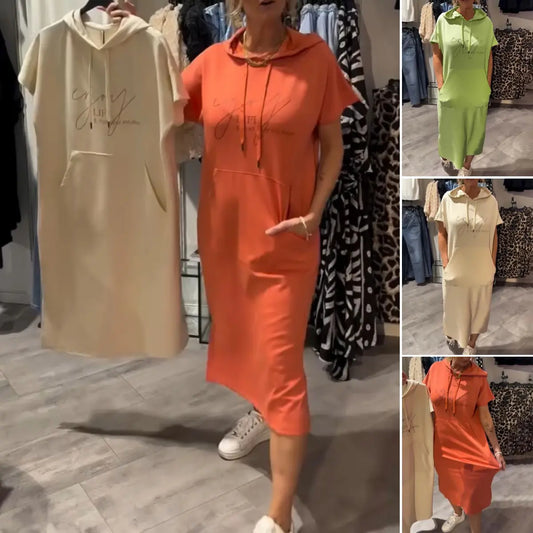 💥🔥👗[S-5XL] New Summer Plus Size Hoodie Dress, Comfortable and Breathable, Loose and Oversized Style for Summer 2025-GR