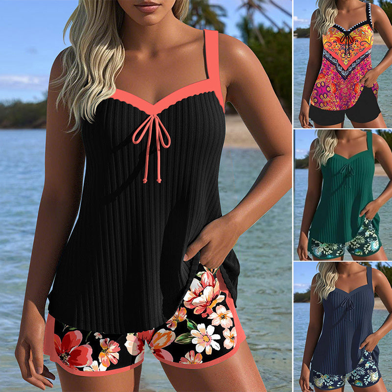 【S-3XL】👙Σετ Τοπ και Σορτς Μαγιό με σχέδια-GR