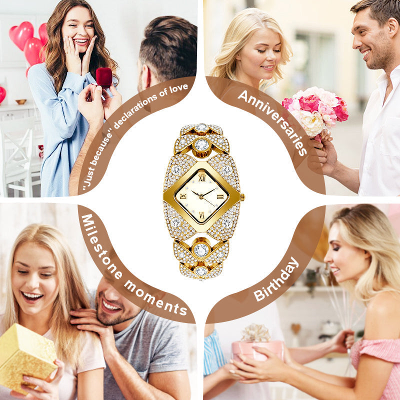 💜Ρολόι ρετρό quartz με λαμπερά κρύσταλλα⌚-GR
