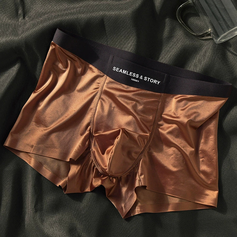 (3 vnt.) Elegantiški Ice Silk vyriški apatiniai iš Mulberry Silk antimikrobinės vyriškos bokserinės kelnaitės-LT