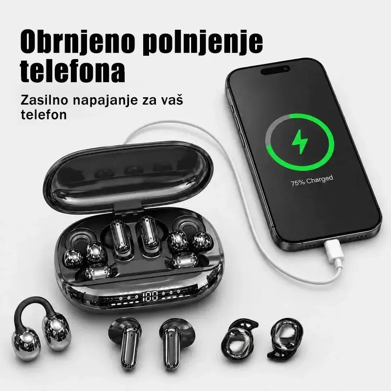 Brezžične slušalke 3 v 1 s polnilno enoto (power bank)