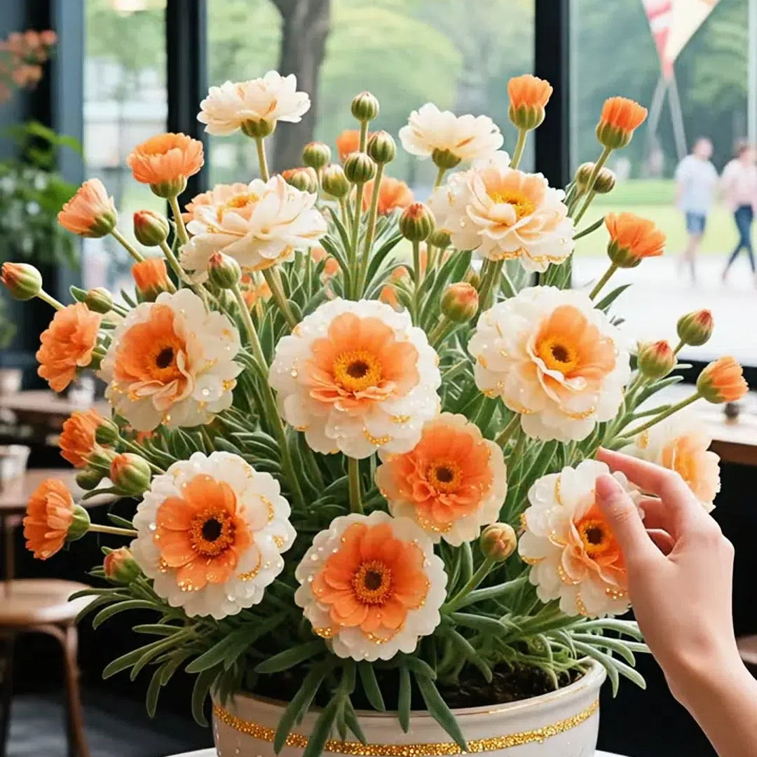 Χρυσή Δαντελένια Πορτουλάκα🌸✨ Υπέροχα διπλά άνθη για αβίαστα καλοκαιρινά χρώματα-GR